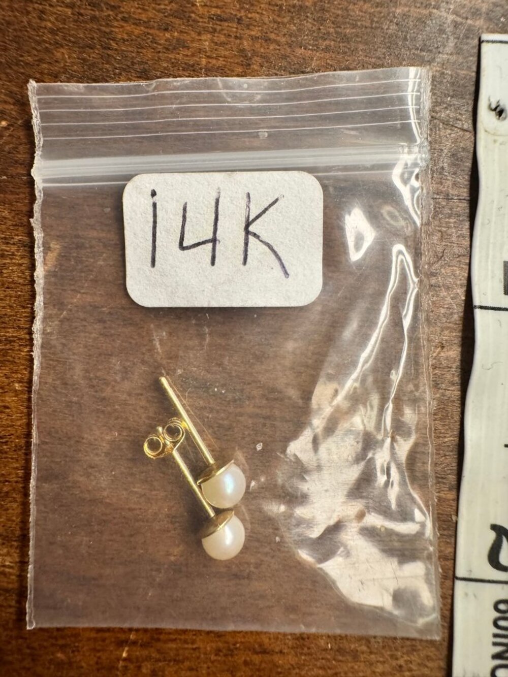 14K Gold Pearl Stud Earrings